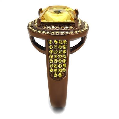 Womens Coffee Brown Ring Anillo Cafe Para Mujer 316L Stainless Steel with AAA Grade CZ in Topaz Naples - Jewelry Store by Erik Rayo
