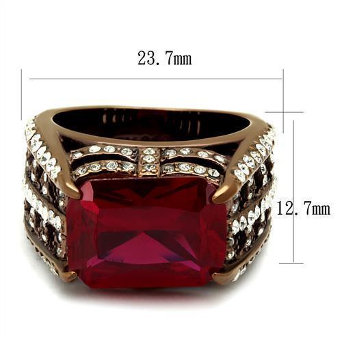 Womens Coffee Brown Ring Anillo Cafe Para Mujer 316L Stainless Steel with Glass in Garnet - Jewelry Store by Erik Rayo