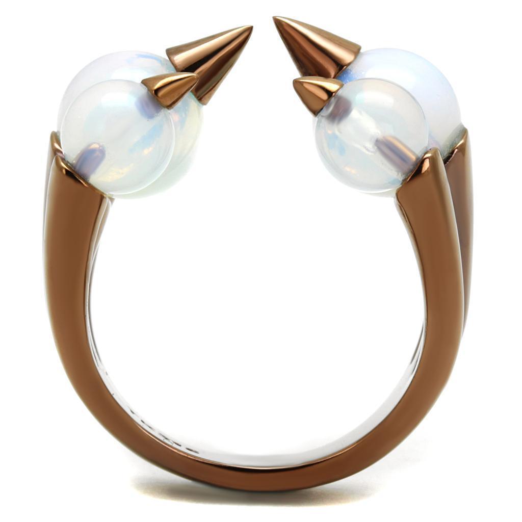 Womens Coffee Brown Ring Anillo Cafe Para Mujer 316L Stainless Steel with Glass in White Rome - Jewelry Store by Erik Rayo