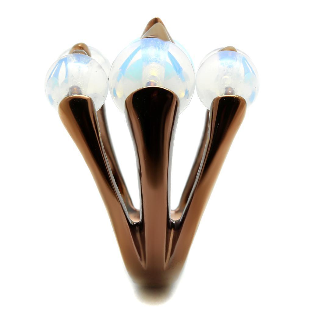 Womens Coffee Brown Ring Anillo Cafe Para Mujer 316L Stainless Steel with Glass in White Rome - Jewelry Store by Erik Rayo