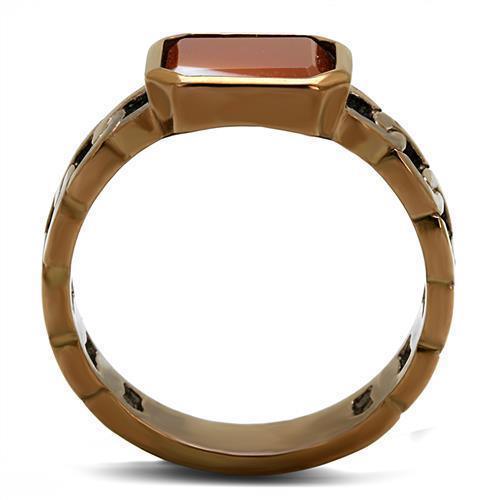 Womens Coffee Brown Ring Anillo Cafe Para Mujer 316L Stainless Steel with Semi-Precious Agate in Siam Sora - Jewelry Store by Erik Rayo