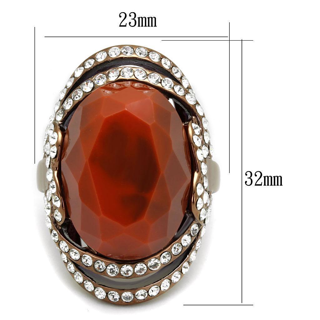 Womens Coffee Brown Ring Anillo Cafe Para Mujer 316L Stainless Steel with Stone in Orange Geata - Jewelry Store by Erik Rayo