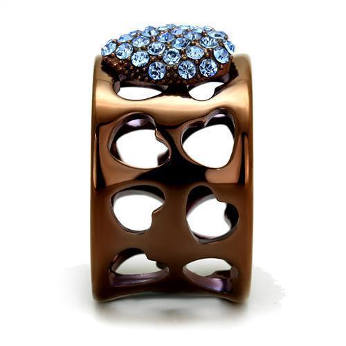 Womens Coffee Brown Ring Anillo Cafe Para Mujer 316L Stainless Steel with Top Grade Crystal in Aquamarine Forio - Jewelry Store by Erik Rayo