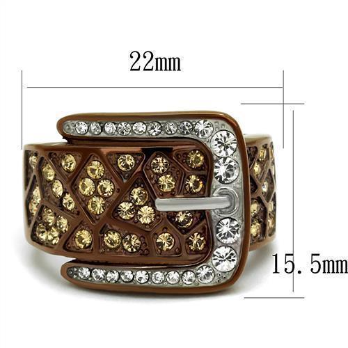 Womens Coffee Brown Ring Anillo Cafe Para Mujer 316L Stainless Steel with Top Grade Crystal in Citrine Yellow Guastalla - Jewelry Store by Erik Rayo