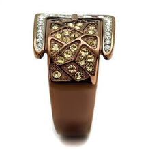 Load image into Gallery viewer, Womens Coffee Brown Ring Anillo Cafe Para Mujer 316L Stainless Steel with Top Grade Crystal in Citrine Yellow Guastalla - Jewelry Store by Erik Rayo
