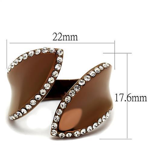 Womens Coffee Brown Ring Anillo Cafe Para Mujer 316L Stainless Steel with Top Grade Crystal in Clear Arco - Jewelry Store by Erik Rayo