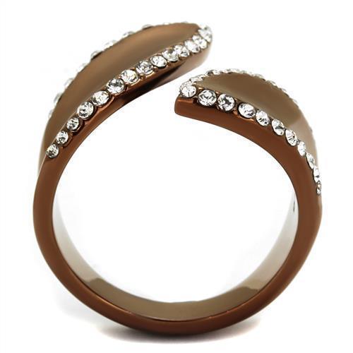 Womens Coffee Brown Ring Anillo Cafe Para Mujer 316L Stainless Steel with Top Grade Crystal in Clear Arco - Jewelry Store by Erik Rayo