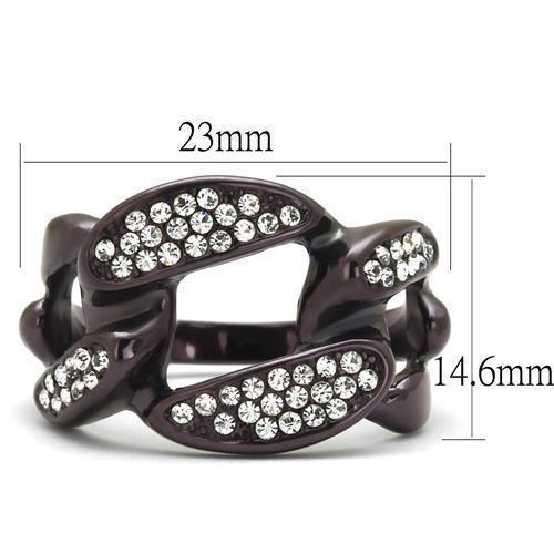 Womens Coffee Brown Ring Anillo Cafe Para Mujer 316L Stainless Steel with Top Grade Crystal in Clear Calabria - Jewelry Store by Erik Rayo