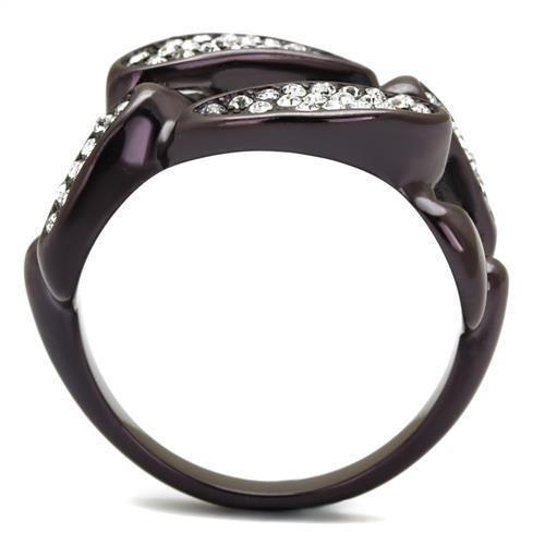 Womens Coffee Brown Ring Anillo Cafe Para Mujer 316L Stainless Steel with Top Grade Crystal in Clear Calabria - Jewelry Store by Erik Rayo