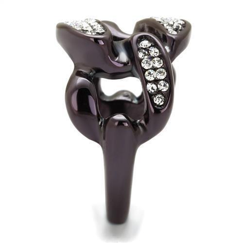 Womens Coffee Brown Ring Anillo Cafe Para Mujer 316L Stainless Steel with Top Grade Crystal in Clear Calabria - Jewelry Store by Erik Rayo