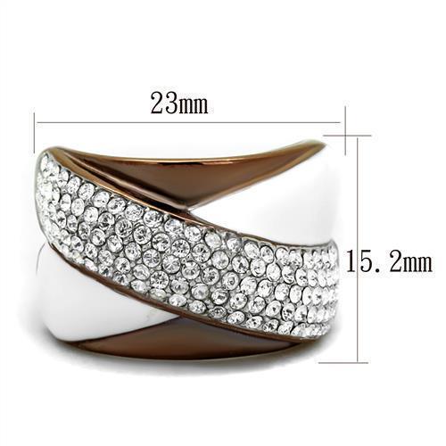 Womens Coffee Brown Ring Anillo Cafe Para Mujer 316L Stainless Steel with Top Grade Crystal in Clear Forli - Jewelry Store by Erik Rayo
