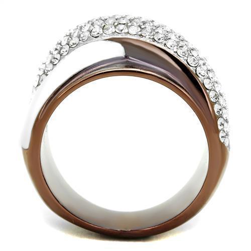 Womens Coffee Brown Ring Anillo Cafe Para Mujer 316L Stainless Steel with Top Grade Crystal in Clear Forli - Jewelry Store by Erik Rayo