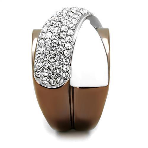 Womens Coffee Brown Ring Anillo Cafe Para Mujer 316L Stainless Steel with Top Grade Crystal in Clear Forli - Jewelry Store by Erik Rayo