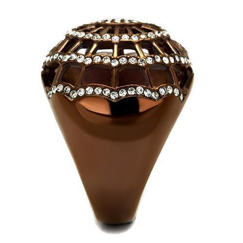 Womens Coffee Brown Ring Anillo Cafe Para Mujer 316L Stainless Steel with Top Grade Crystal in Clear Imola - Jewelry Store by Erik Rayo