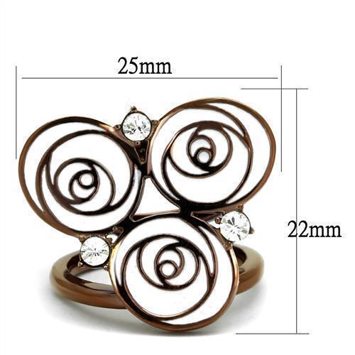 Womens Coffee Brown Ring Anillo Cafe Para Mujer 316L Stainless Steel with Top Grade Crystal in Clear Lazio - Jewelry Store by Erik Rayo