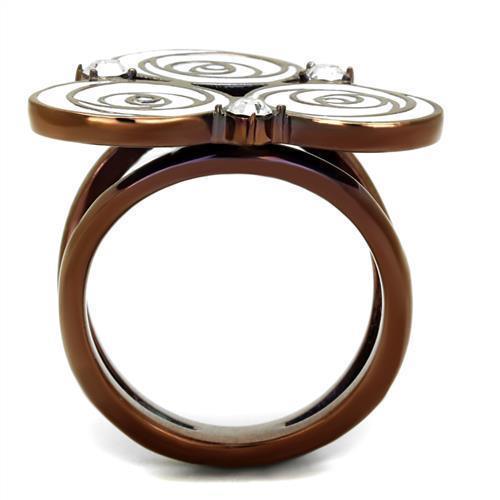 Womens Coffee Brown Ring Anillo Cafe Para Mujer 316L Stainless Steel with Top Grade Crystal in Clear Lazio - Jewelry Store by Erik Rayo