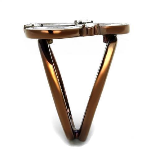Womens Coffee Brown Ring Anillo Cafe Para Mujer 316L Stainless Steel with Top Grade Crystal in Clear Lazio - Jewelry Store by Erik Rayo
