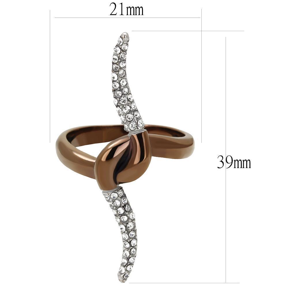 Womens Coffee Brown Ring Anillo Cafe Para Mujer 316L Stainless Steel with Top Grade Crystal in Clear Marino - Jewelry Store by Erik Rayo