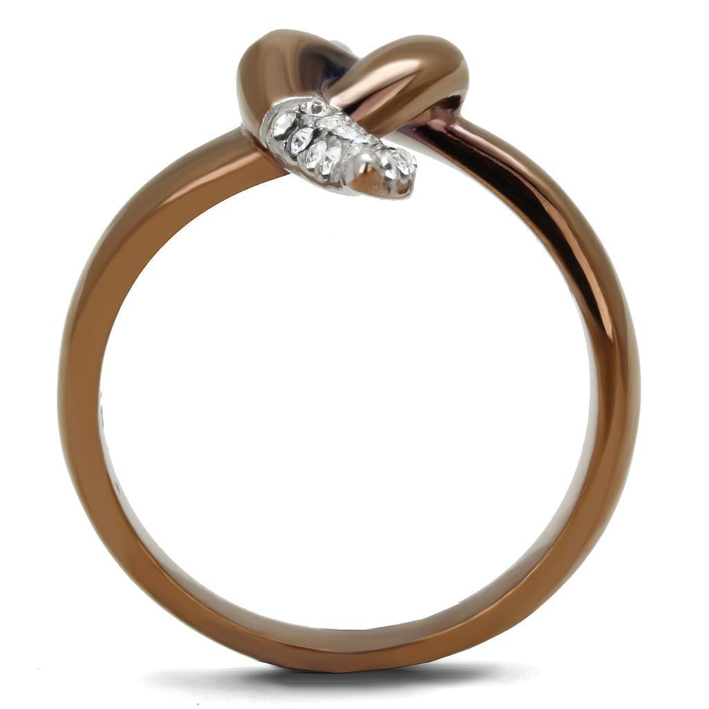 Womens Coffee Brown Ring Anillo Cafe Para Mujer 316L Stainless Steel with Top Grade Crystal in Clear Marino - Jewelry Store by Erik Rayo