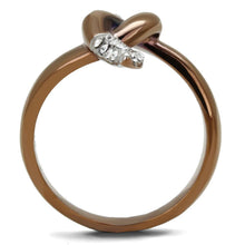 Load image into Gallery viewer, Womens Coffee Brown Ring Anillo Cafe Para Mujer 316L Stainless Steel with Top Grade Crystal in Clear Marino - Jewelry Store by Erik Rayo
