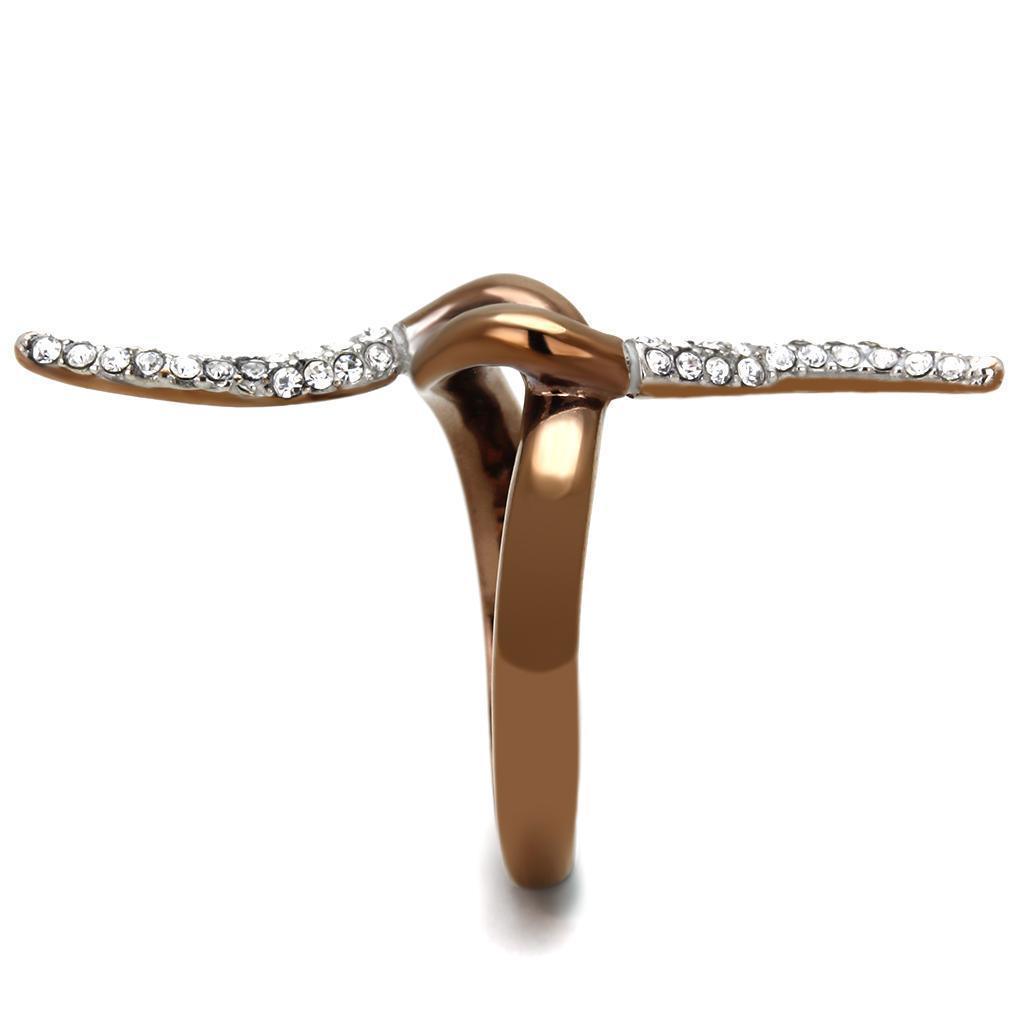 Womens Coffee Brown Ring Anillo Cafe Para Mujer 316L Stainless Steel with Top Grade Crystal in Clear Marino - Jewelry Store by Erik Rayo
