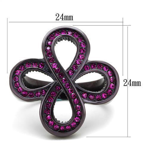 Womens Coffee Brown Ring Anillo Cafe Para Mujer 316L Stainless Steel with Top Grade Crystal in Fuchsia Fidenza - Jewelry Store by Erik Rayo