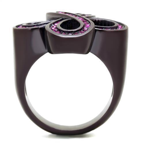Womens Coffee Brown Ring Anillo Cafe Para Mujer 316L Stainless Steel with Top Grade Crystal in Fuchsia Fidenza - Jewelry Store by Erik Rayo