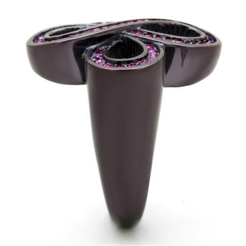 Womens Coffee Brown Ring Anillo Cafe Para Mujer 316L Stainless Steel with Top Grade Crystal in Fuchsia Fidenza - Jewelry Store by Erik Rayo