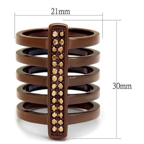 Womens Coffee Brown Ring Anillo Cafe Para Mujer 316L Stainless Steel with Top Grade Crystal in Light Coffee Aurunca - Jewelry Store by Erik Rayo