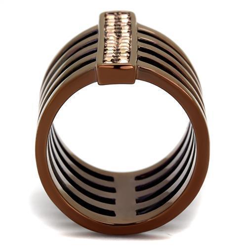 Womens Coffee Brown Ring Anillo Cafe Para Mujer 316L Stainless Steel with Top Grade Crystal in Light Coffee Aurunca - Jewelry Store by Erik Rayo