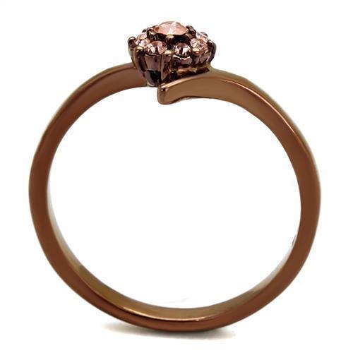 Womens Coffee Brown Ring Anillo Cafe Para Mujer 316L Stainless Steel with Top Grade Crystal in Light Peach Amalfi - Jewelry Store by Erik Rayo