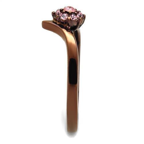 Womens Coffee Brown Ring Anillo Cafe Para Mujer 316L Stainless Steel with Top Grade Crystal in Light Peach Amalfi - Jewelry Store by Erik Rayo
