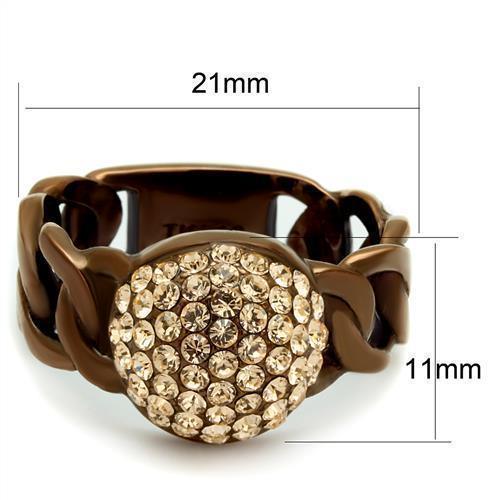 Womens Coffee Brown Ring Anillo Cafe Para Mujer 316L Stainless Steel with Top Grade Crystal in Light Peach Formia - Jewelry Store by Erik Rayo
