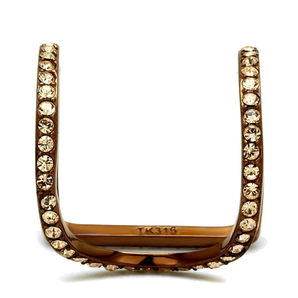 Womens Coffee Brown Ring Anillo Cafe Para Mujer 316L Stainless Steel with Top Grade Crystal in Light Peach Venezia - Jewelry Store by Erik Rayo