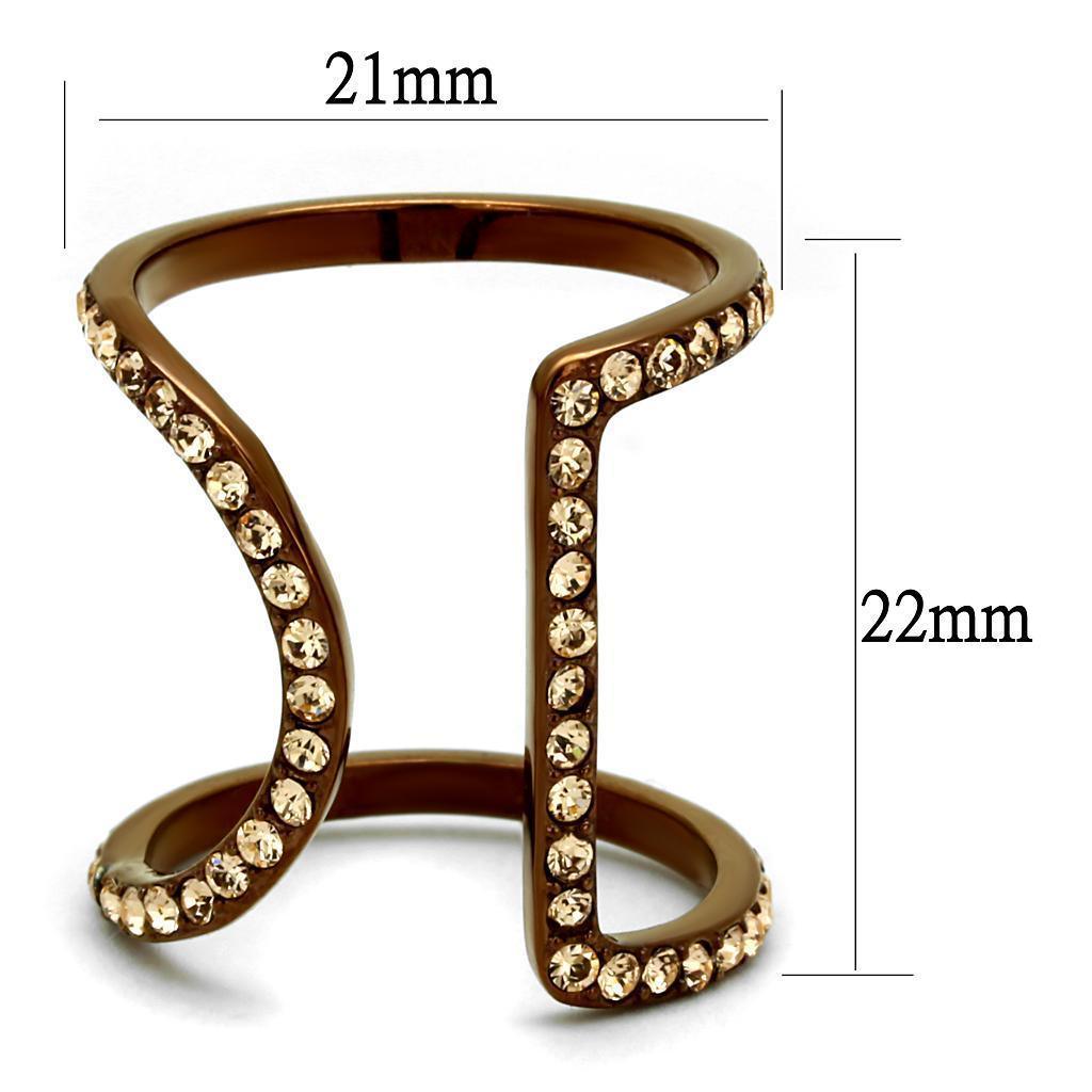 Womens Coffee Brown Ring Anillo Cafe Para Mujer 316L Stainless Steel with Top Grade Crystal in Light Peach Venezia - Jewelry Store by Erik Rayo