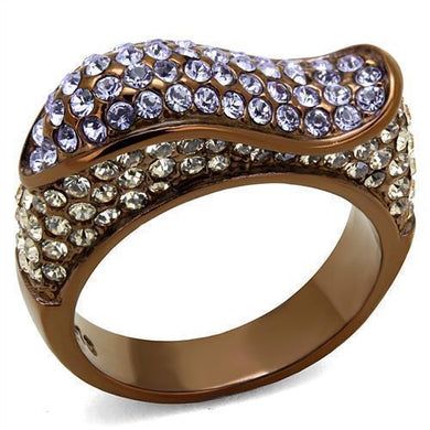 Womens Coffee Brown Ring Anillo Cafe Para Mujer 316L Stainless Steel with Top Grade Crystal in Multi Color Cento - Jewelry Store by Erik Rayo