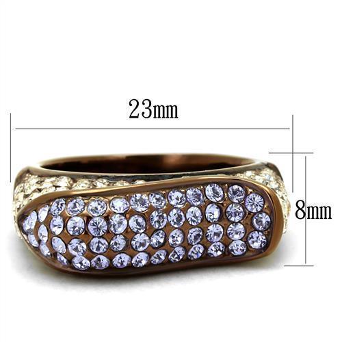 Womens Coffee Brown Ring Anillo Cafe Para Mujer 316L Stainless Steel with Top Grade Crystal in Multi Color Cento - Jewelry Store by Erik Rayo