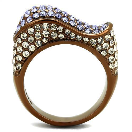 Womens Coffee Brown Ring Anillo Cafe Para Mujer 316L Stainless Steel with Top Grade Crystal in Multi Color Cento - Jewelry Store by Erik Rayo