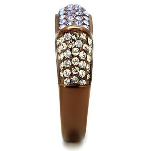 Womens Coffee Brown Ring Anillo Cafe Para Mujer 316L Stainless Steel with Top Grade Crystal in Multi Color Cento - Jewelry Store by Erik Rayo