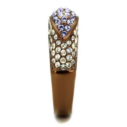 Womens Coffee Brown Ring Anillo Cafe Para Mujer 316L Stainless Steel with Top Grade Crystal in Multi Color Cento - Jewelry Store by Erik Rayo