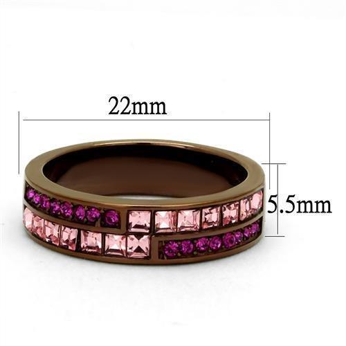 Womens Coffee Brown Ring Anillo Cafe Para Mujer 316L Stainless Steel with Top Grade Crystal in Multi Color Giulia - Jewelry Store by Erik Rayo