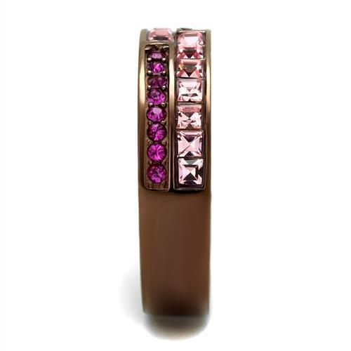 Womens Coffee Brown Ring Anillo Cafe Para Mujer 316L Stainless Steel with Top Grade Crystal in Multi Color Giulia - Jewelry Store by Erik Rayo