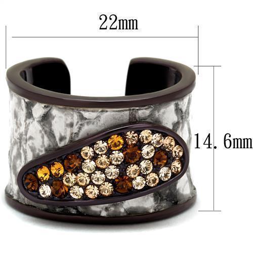 Womens Coffee Brown Ring Anillo Cafe Para Mujer 316L Stainless Steel with Top Grade Crystal in Multi Color Modena - Jewelry Store by Erik Rayo