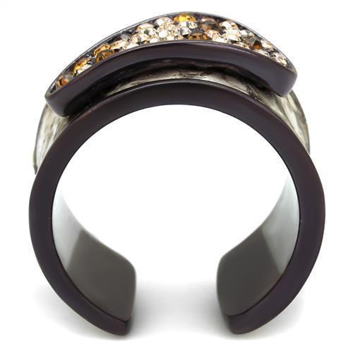 Womens Coffee Brown Ring Anillo Cafe Para Mujer 316L Stainless Steel with Top Grade Crystal in Multi Color Modena - Jewelry Store by Erik Rayo