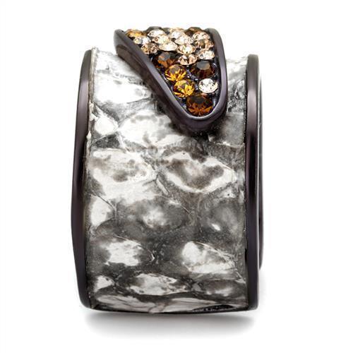 Womens Coffee Brown Ring Anillo Cafe Para Mujer 316L Stainless Steel with Top Grade Crystal in Multi Color Modena - Jewelry Store by Erik Rayo