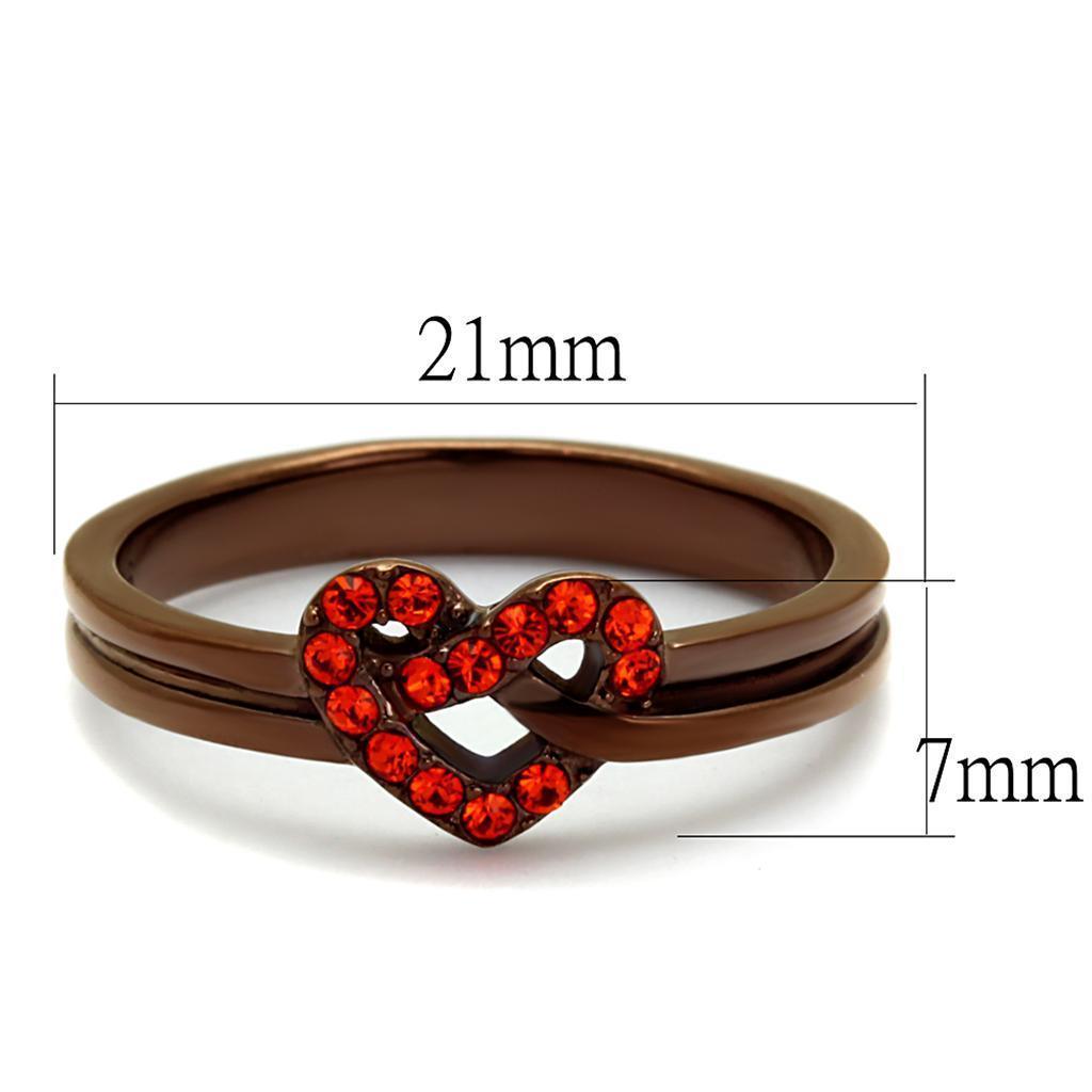 Womens Coffee Brown Ring Anillo Cafe Para Mujer 316L Stainless Steel with Top Grade Crystal in Orange Nola - Jewelry Store by Erik Rayo