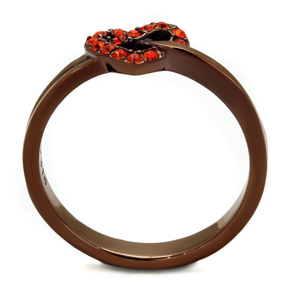 Womens Coffee Brown Ring Anillo Cafe Para Mujer 316L Stainless Steel with Top Grade Crystal in Orange Nola - Jewelry Store by Erik Rayo