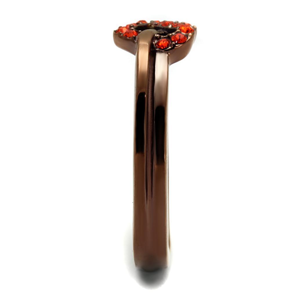 Womens Coffee Brown Ring Anillo Cafe Para Mujer 316L Stainless Steel with Top Grade Crystal in Orange Nola - Jewelry Store by Erik Rayo