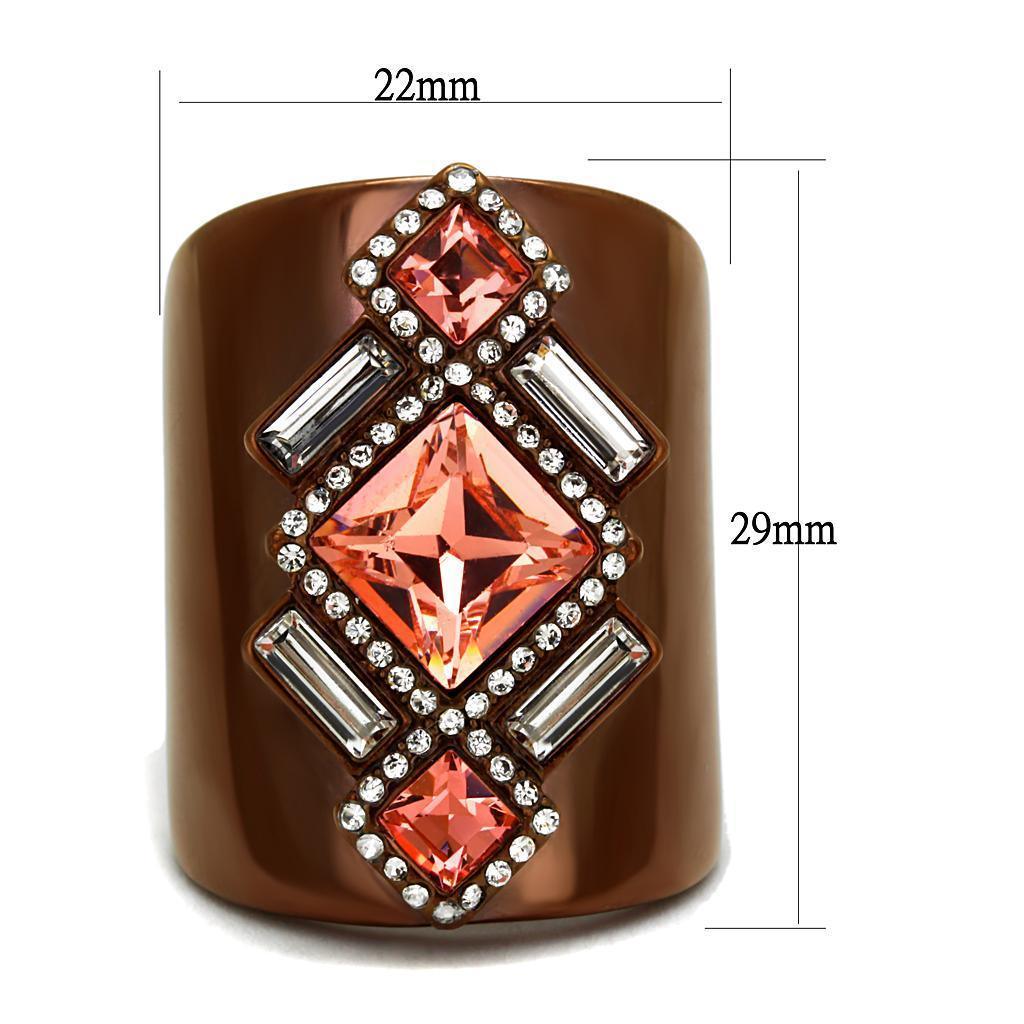 Womens Coffee Brown Ring Anillo Cafe Para Mujer 316L Stainless Steel with Top Grade Crystal in Rose Romagna - Jewelry Store by Erik Rayo