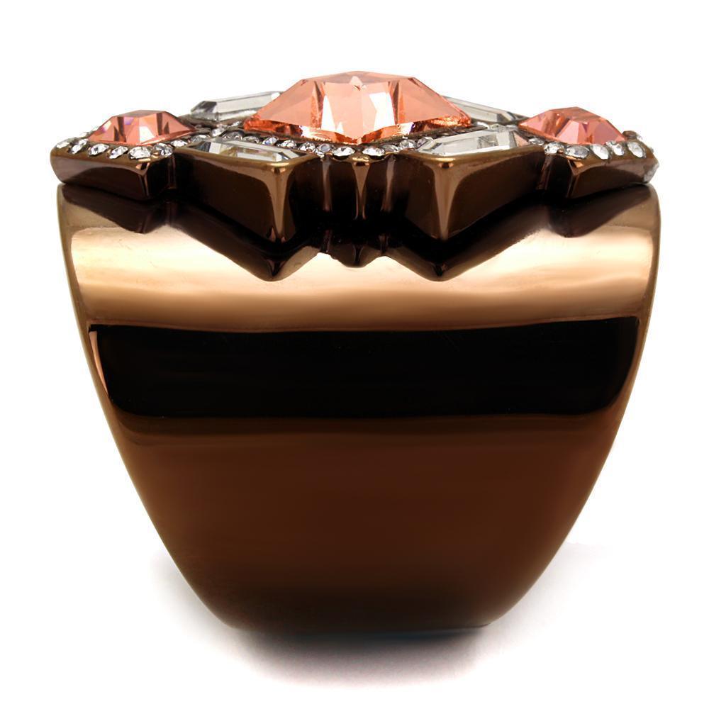 Womens Coffee Brown Ring Anillo Cafe Para Mujer 316L Stainless Steel with Top Grade Crystal in Rose Romagna - Jewelry Store by Erik Rayo